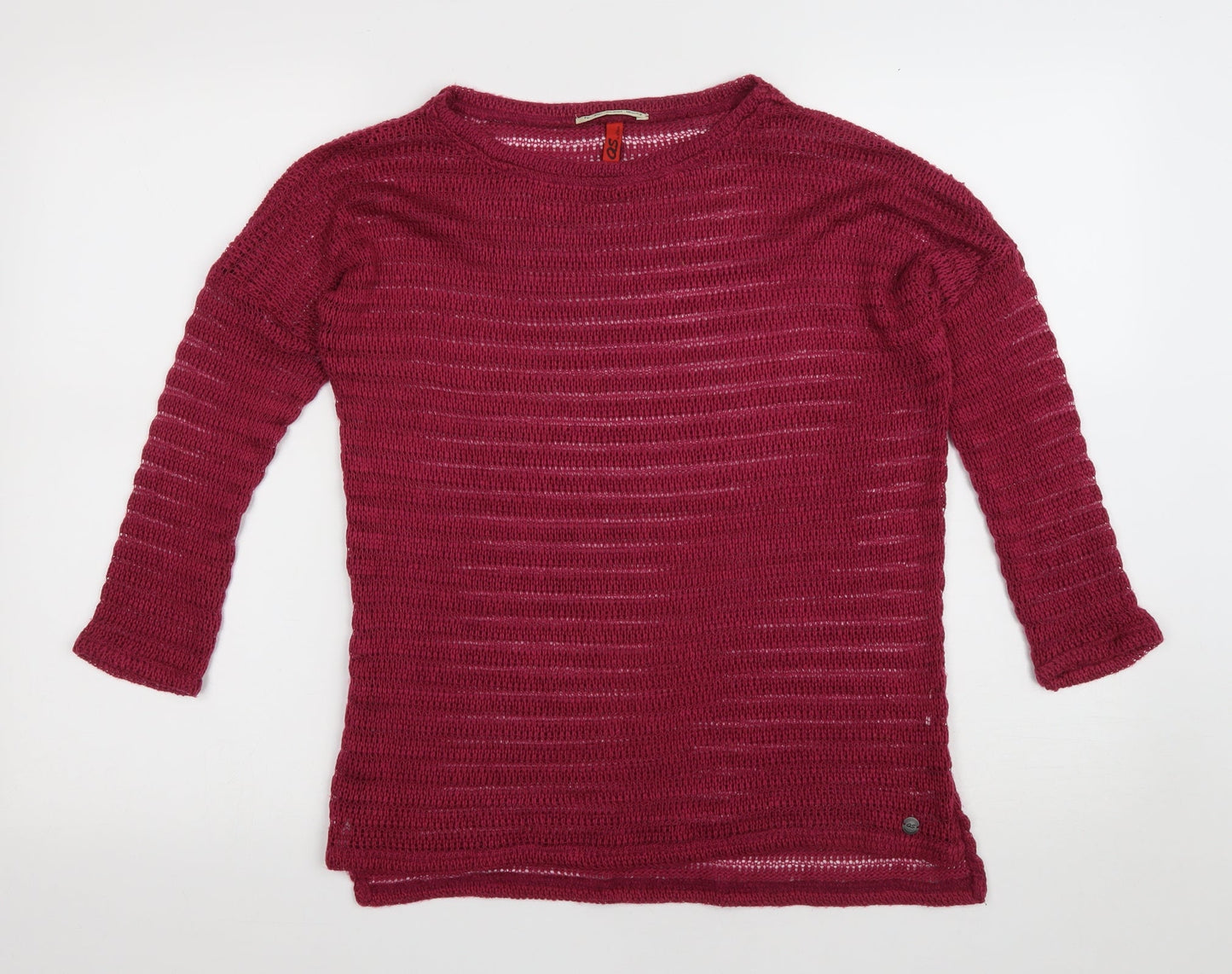 QS by s.Oliver Womens Purple Round Neck Polyester Pullover Jumper Size S