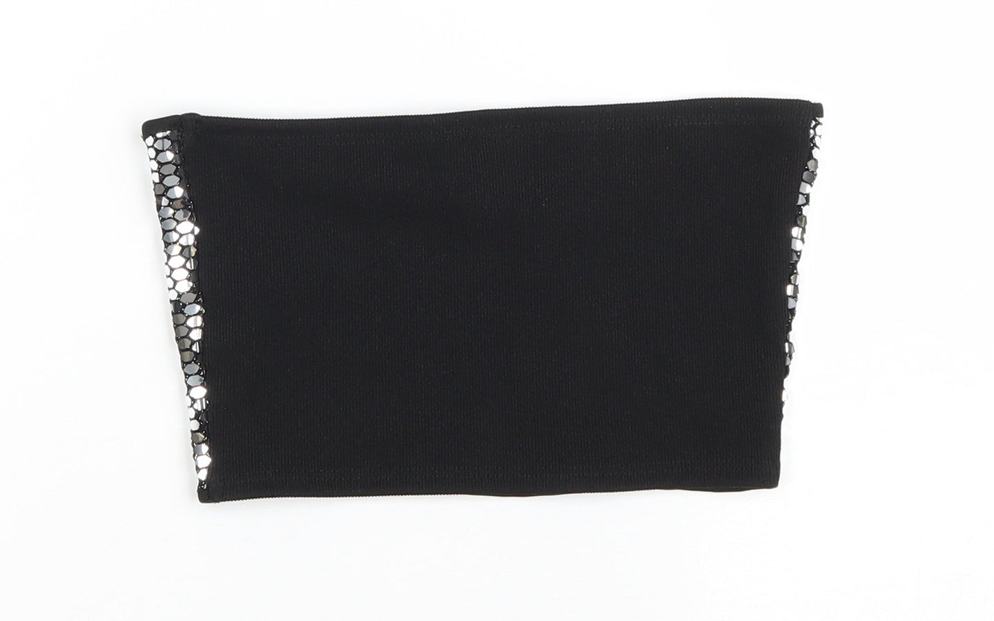 Topshop Womens Black Nylon Cropped Tank Size 8 Off the Shoulder - Tube Top