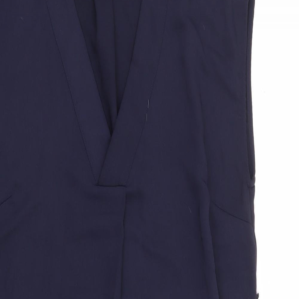 H&M Womens Blue Polyester Shift Size 10 V-Neck Pullover