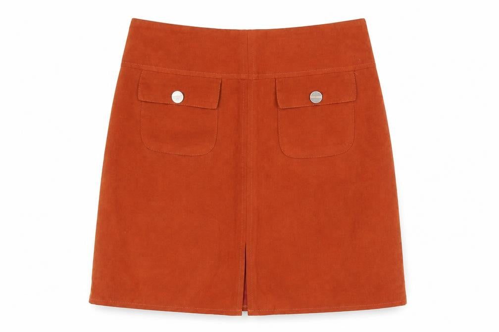 Dunnes Stores Womens Brown Polyester A-Line Skirt Size 12 Zip