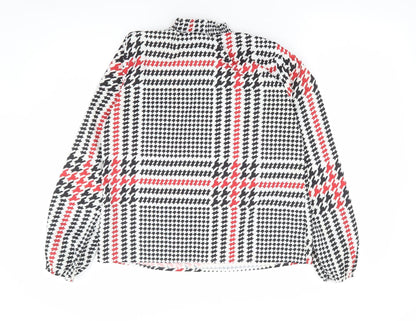 SHEIN Womens Multicoloured Plaid Polyester Basic Blouse Size M High Neck