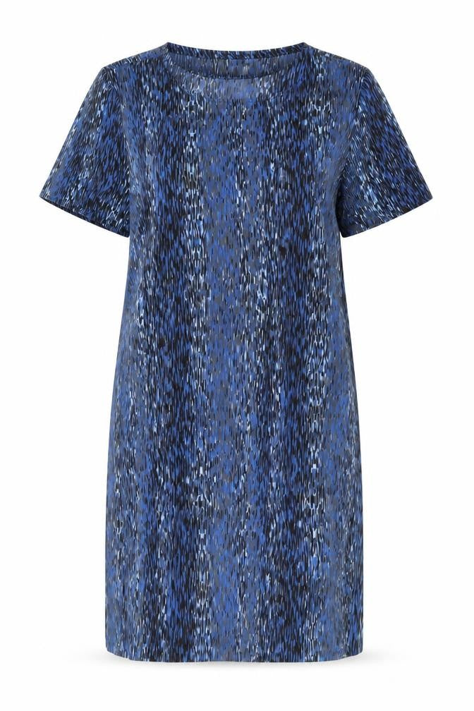 Piknik Womens Blue Geometric Polyester Shift Size 14 Round Neck Pullover