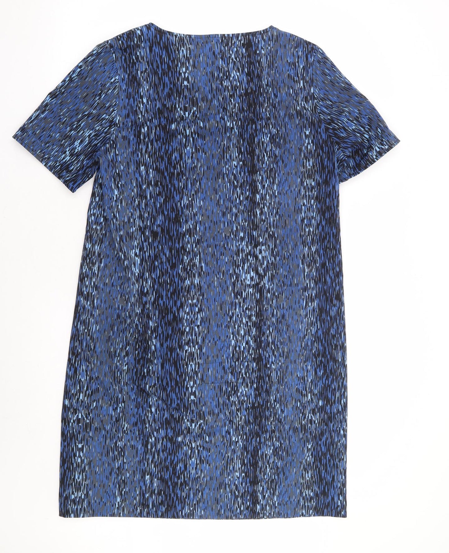 Piknik Womens Blue Geometric Polyester Shift Size 14 Round Neck Pullover
