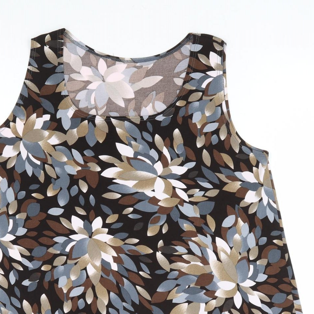Preworn Womens Multicoloured Geometric Polyester Tunic Tank Size 12 Scoop Neck