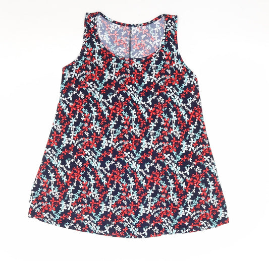 Preworn Womens Multicoloured Floral Polyester Tunic Tank Size S Scoop Neck