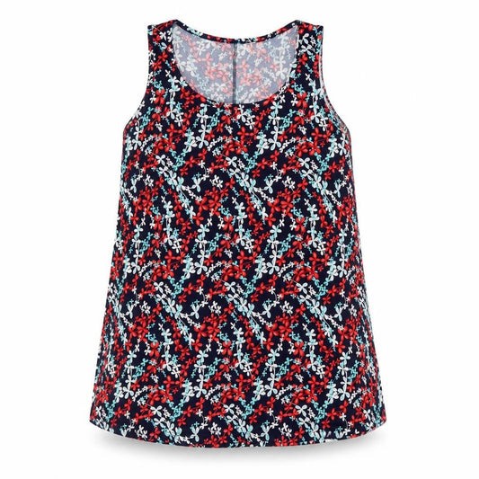 Preworn Womens Multicoloured Floral Polyester Tunic Tank Size S Scoop Neck