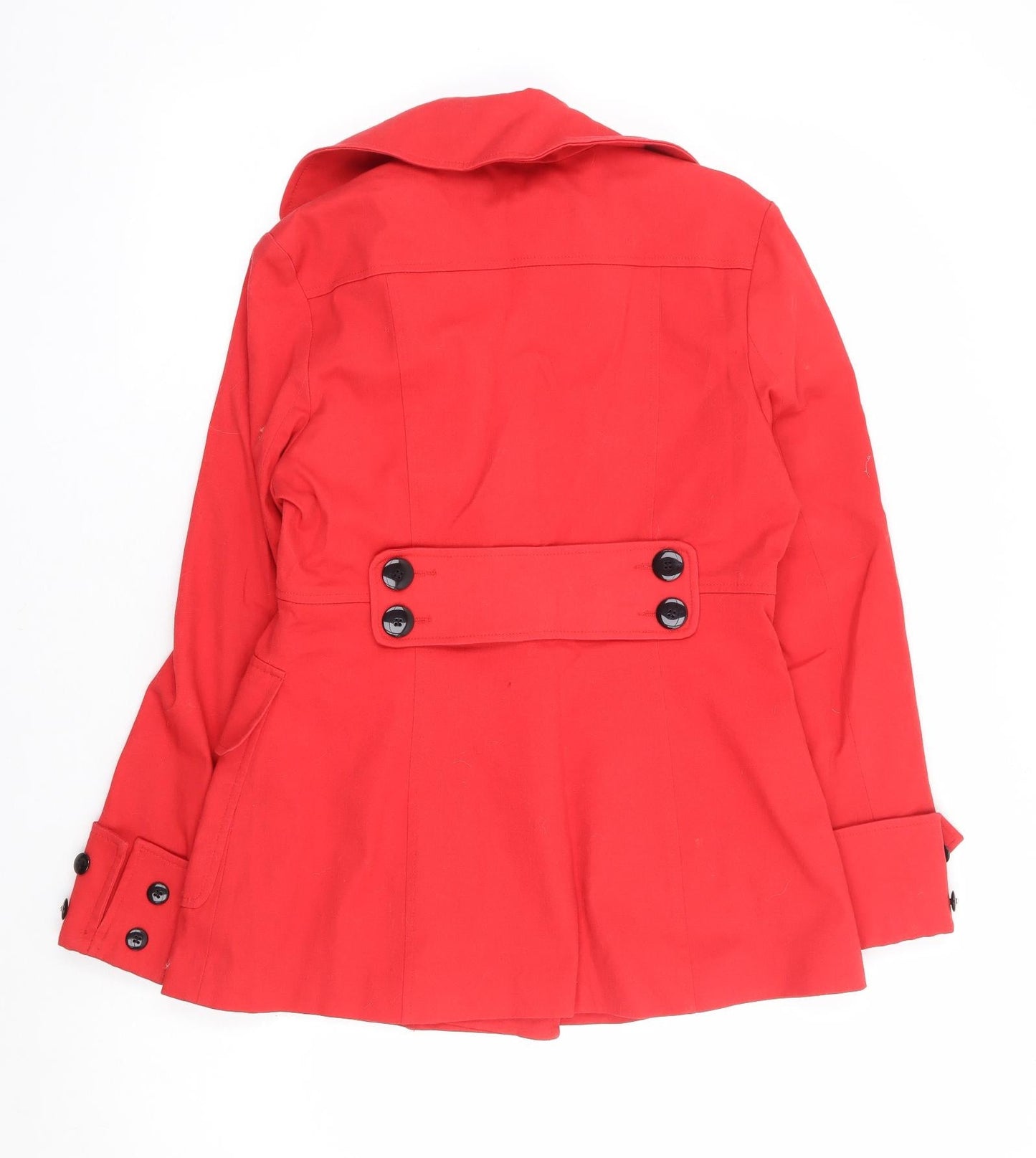 Preworn Womens Red Pea Coat Coat Size 12 Button