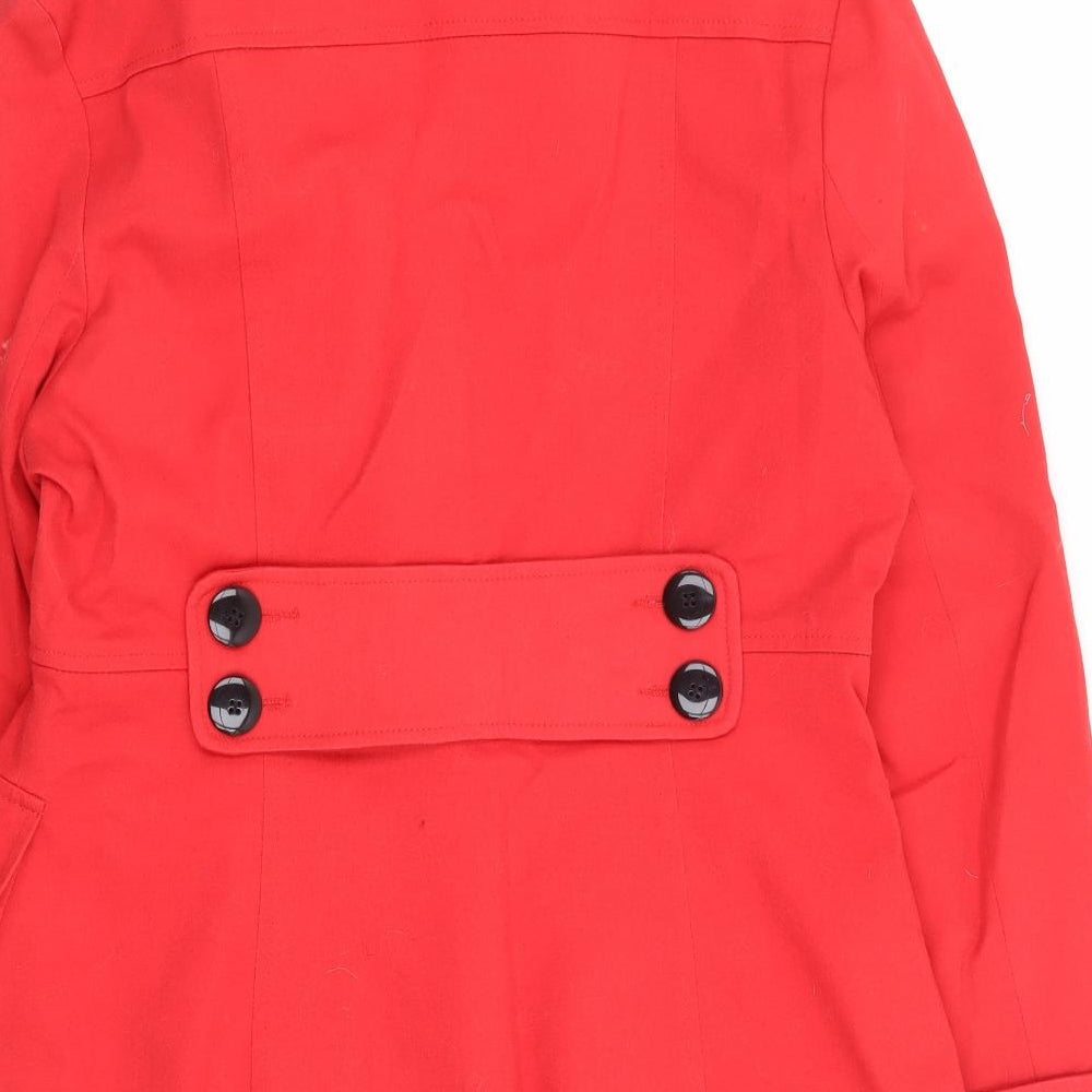 Preworn Womens Red Pea Coat Coat Size 12 Button