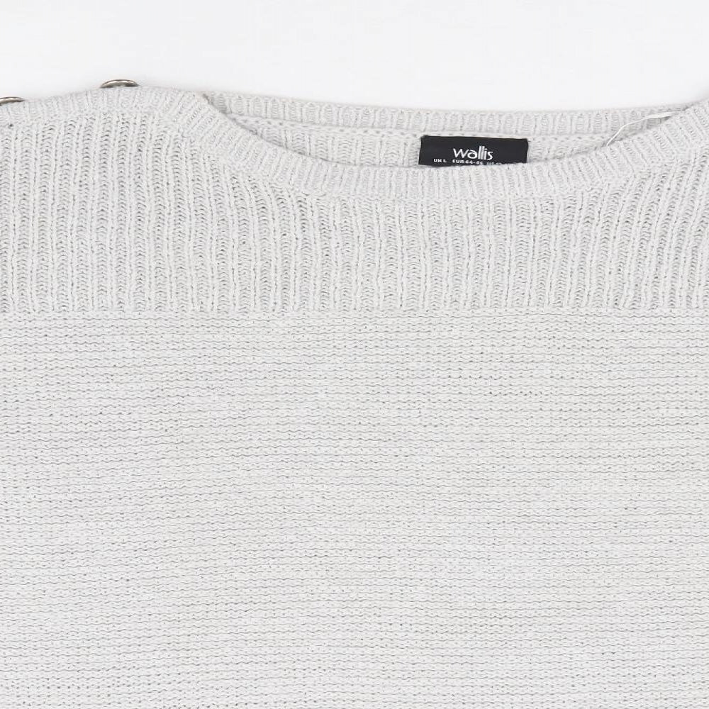 Wallis Womens Grey Round Neck Acrylic Pullover Jumper Size L