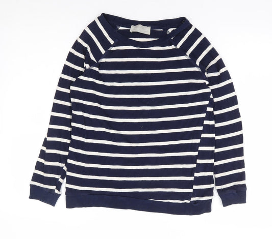 Zara Womens Blue Striped 100% Cotton Pullover Sweatshirt Size S Pullover