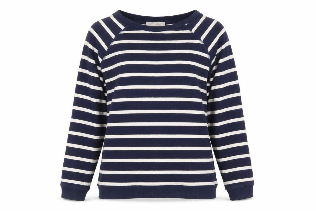 Zara Womens Blue Striped 100% Cotton Pullover Sweatshirt Size S Pullover