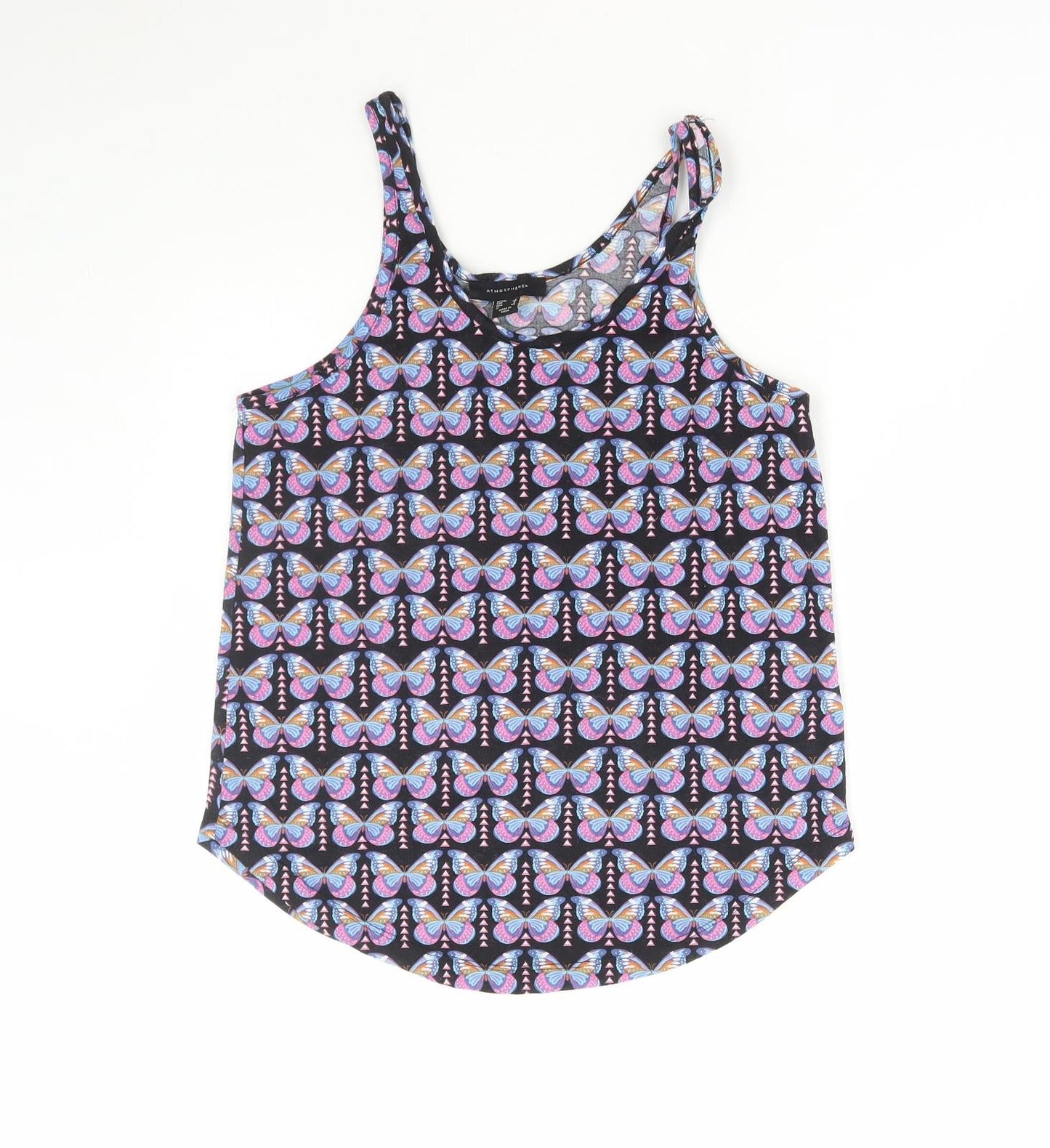 Atmosphere Womens Multicoloured Geometric Polyester Basic Tank Size 8 Round Neck