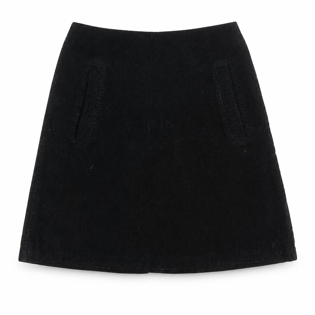 New Look Womens Black Cotton A-Line Skirt Size 8 Zip