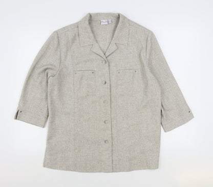 Oscar B Womens Beige Jacket Blazer Size 16 Button