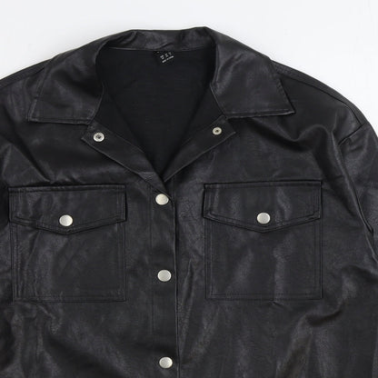 SHEIN Mens Black Jacket Size XS Button