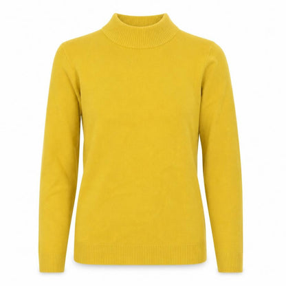 Damart Womens Yellow Mock Neck Acrylic Pullover Jumper Size 10