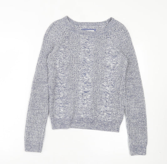H&M Womens Blue Crew Neck Acrylic Pullover Jumper Size XS