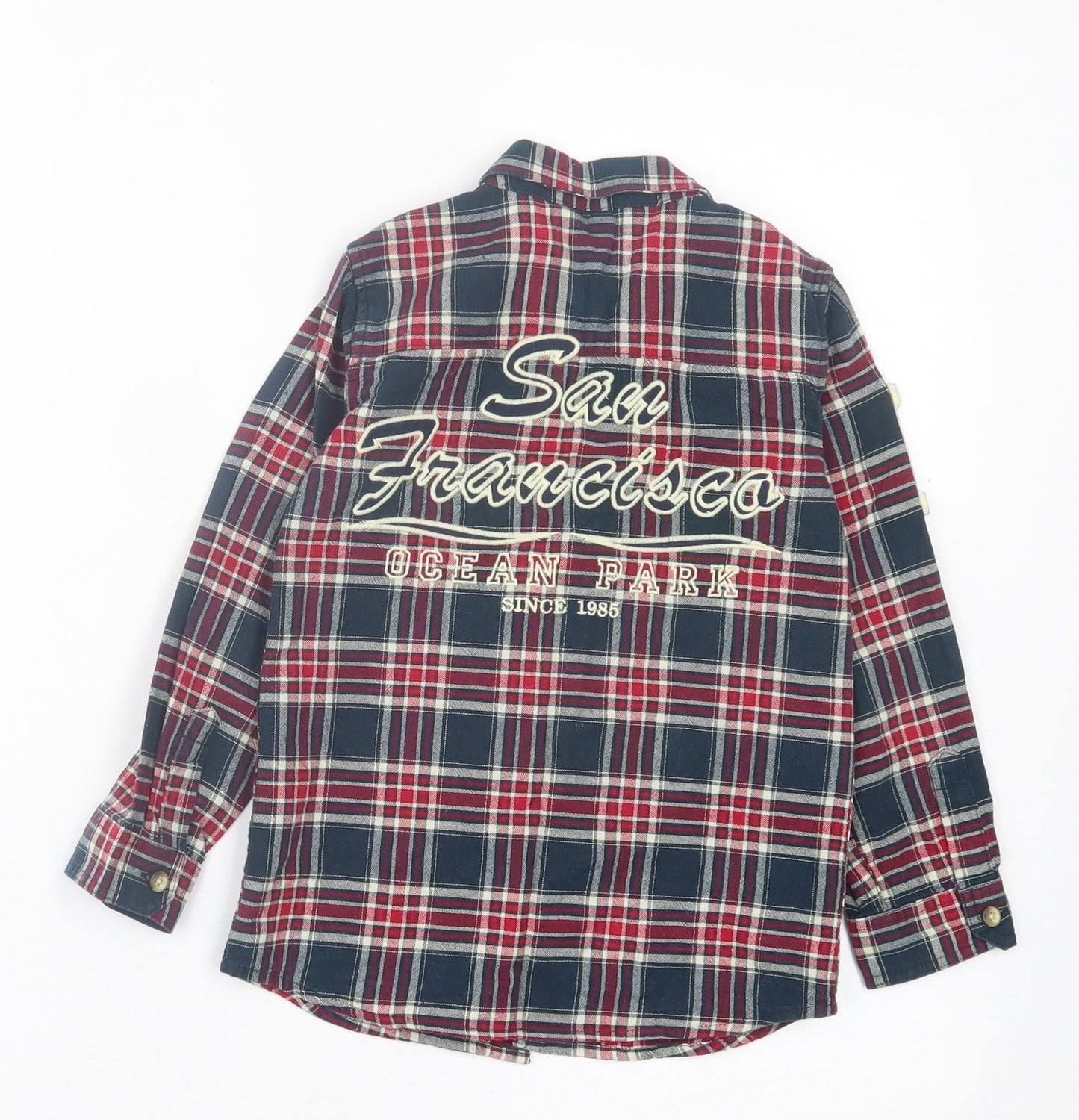 Primark Boys Blue Plaid Cotton Basic Button-Up Size 5-6 Years Collared Button - San Francisco