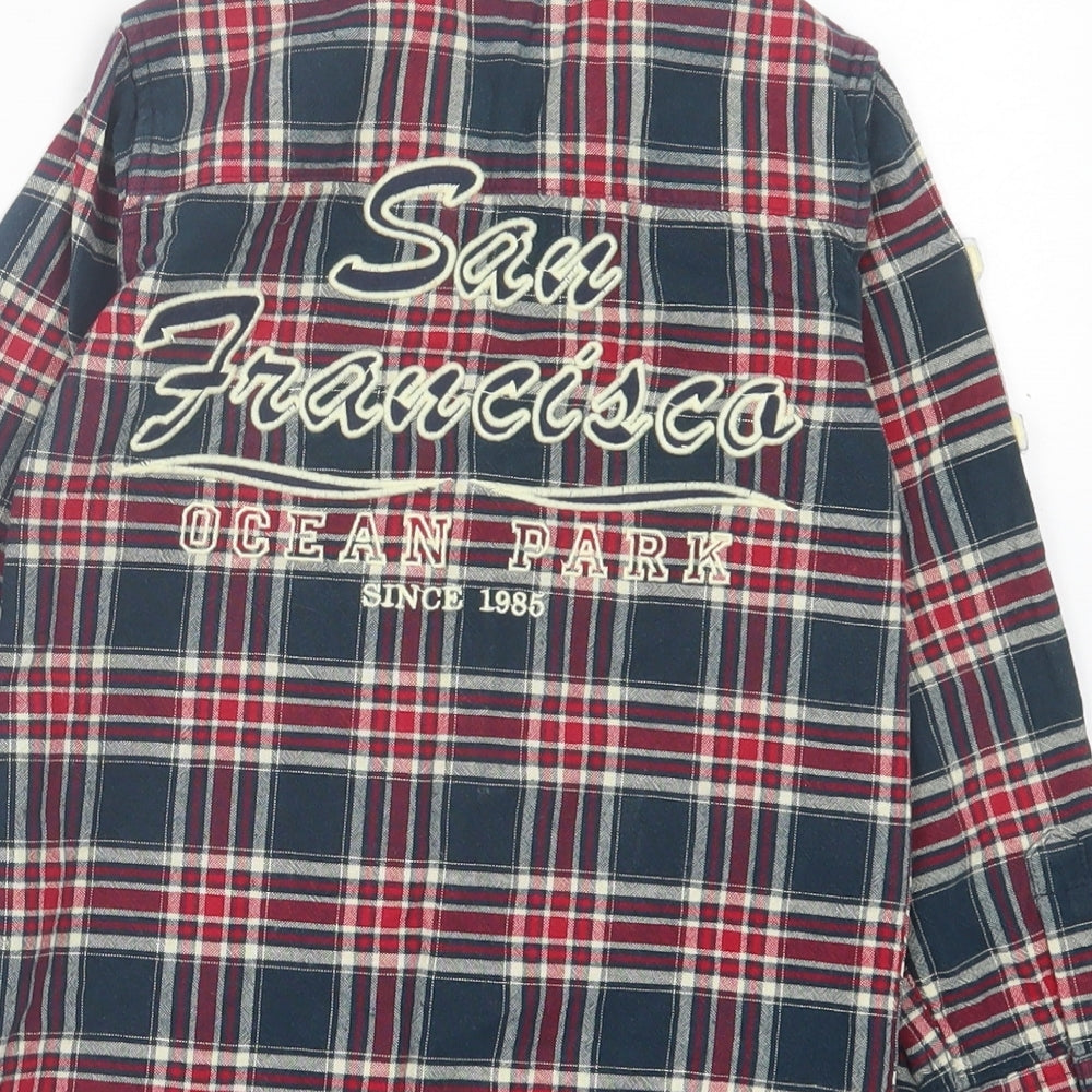 Primark Boys Blue Plaid Cotton Basic Button-Up Size 5-6 Years Collared Button - San Francisco