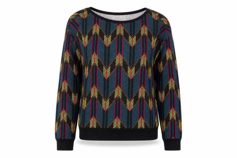 H&M Womens Green Geometric Cotton Pullover Sweatshirt Size XS Pullover