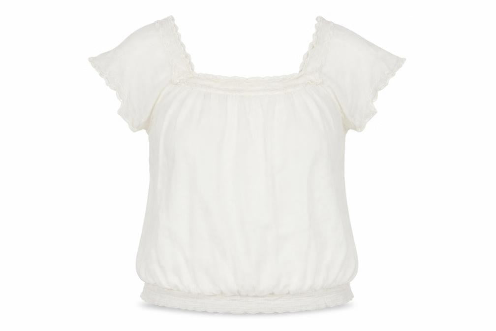 South Womens White Viscose Basic T-Shirt Size 14 Square Neck
