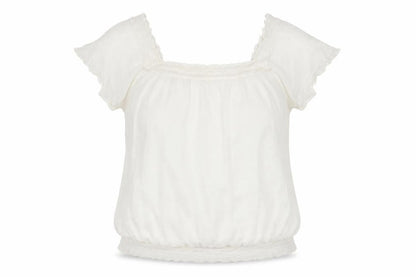 South Womens White Viscose Basic T-Shirt Size 14 Square Neck