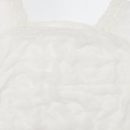 South Womens White Viscose Basic T-Shirt Size 14 Square Neck
