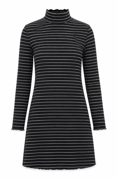 Miss Selfridge Womens Black Striped Polyester A-Line Size 8 High Neck Pullover