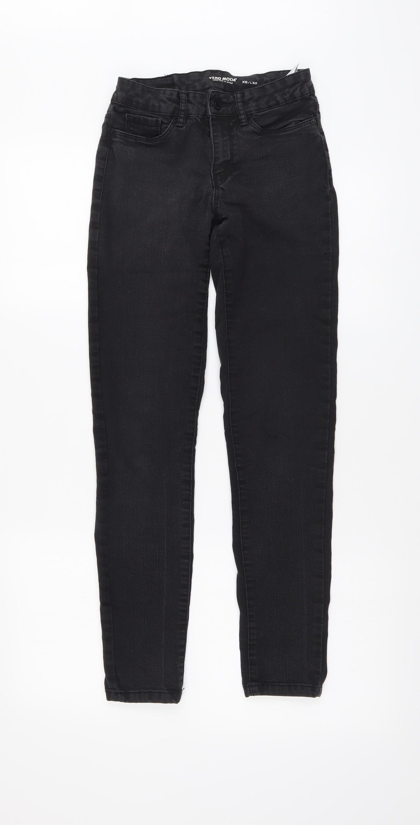 VERO MODA Womens Black Cotton Skinny Jeans Size XS L28 in Regular Button