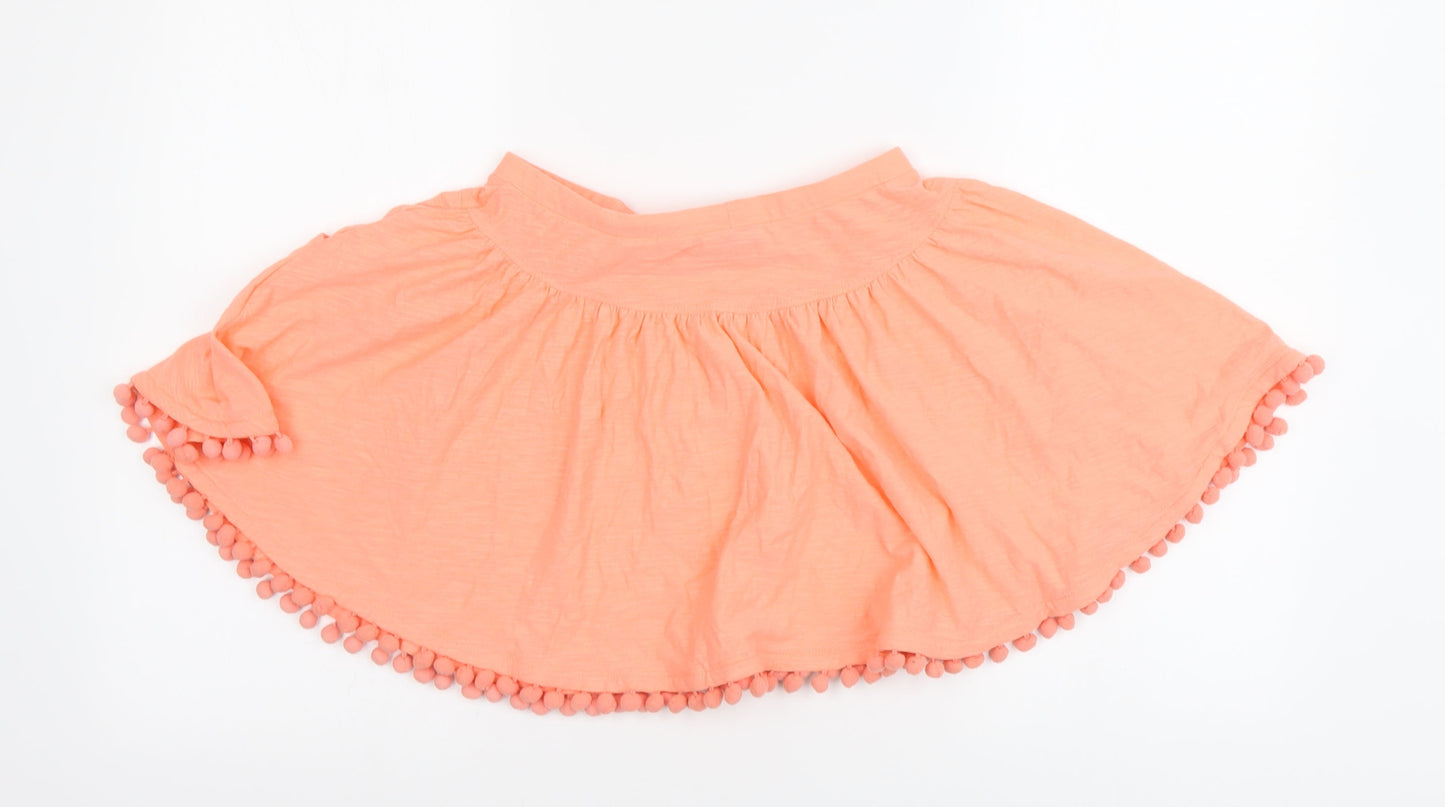 I Love Girlswear Girls Orange Cotton Pleated Skirt Size 11 Years Regular Button