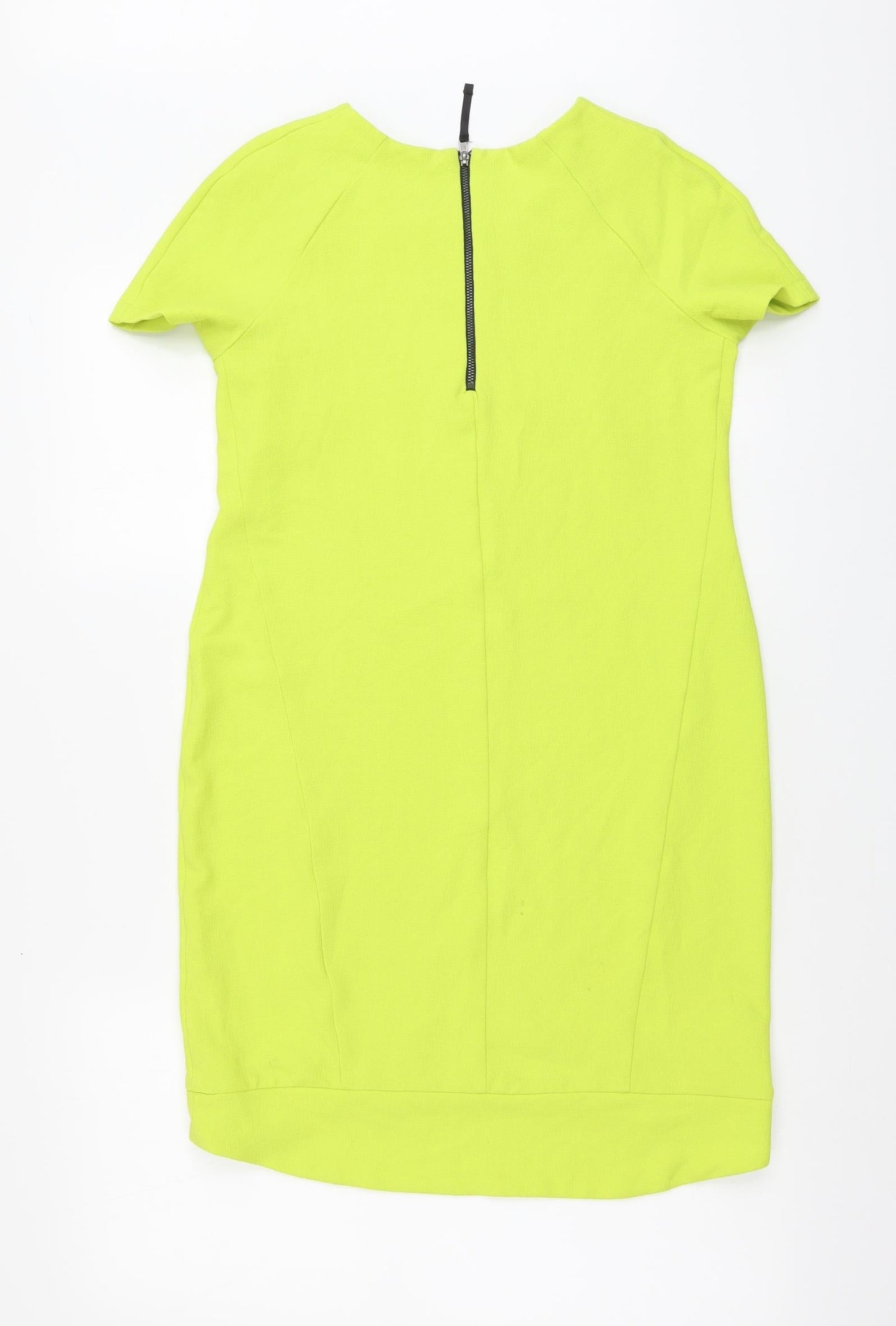 Topshop Womens Green Polyester Bodycon Size 8 Round Neck Zip