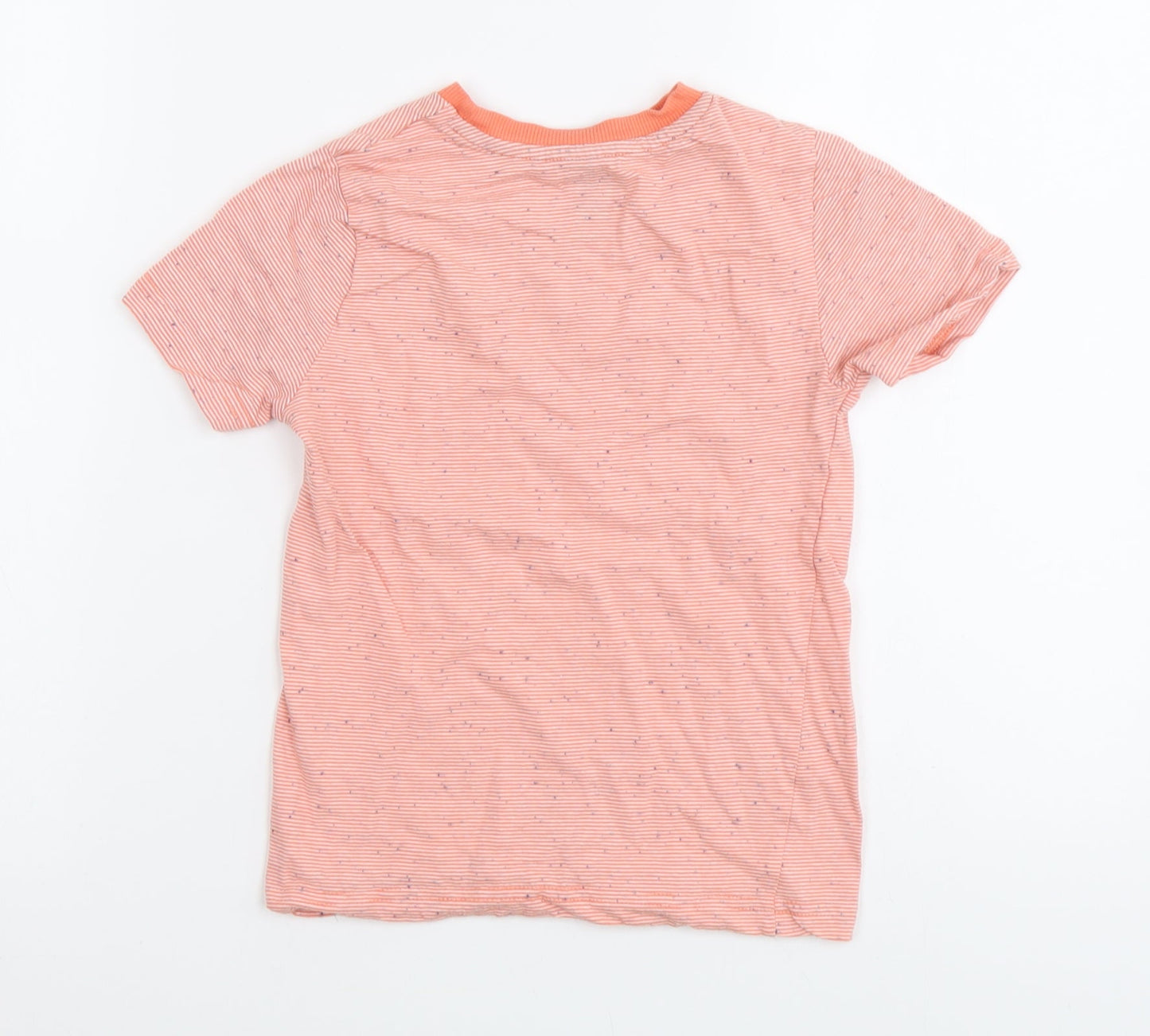F&F Boys Orange Striped Cotton Basic T-Shirt Size 4 Years Round Neck Pullover