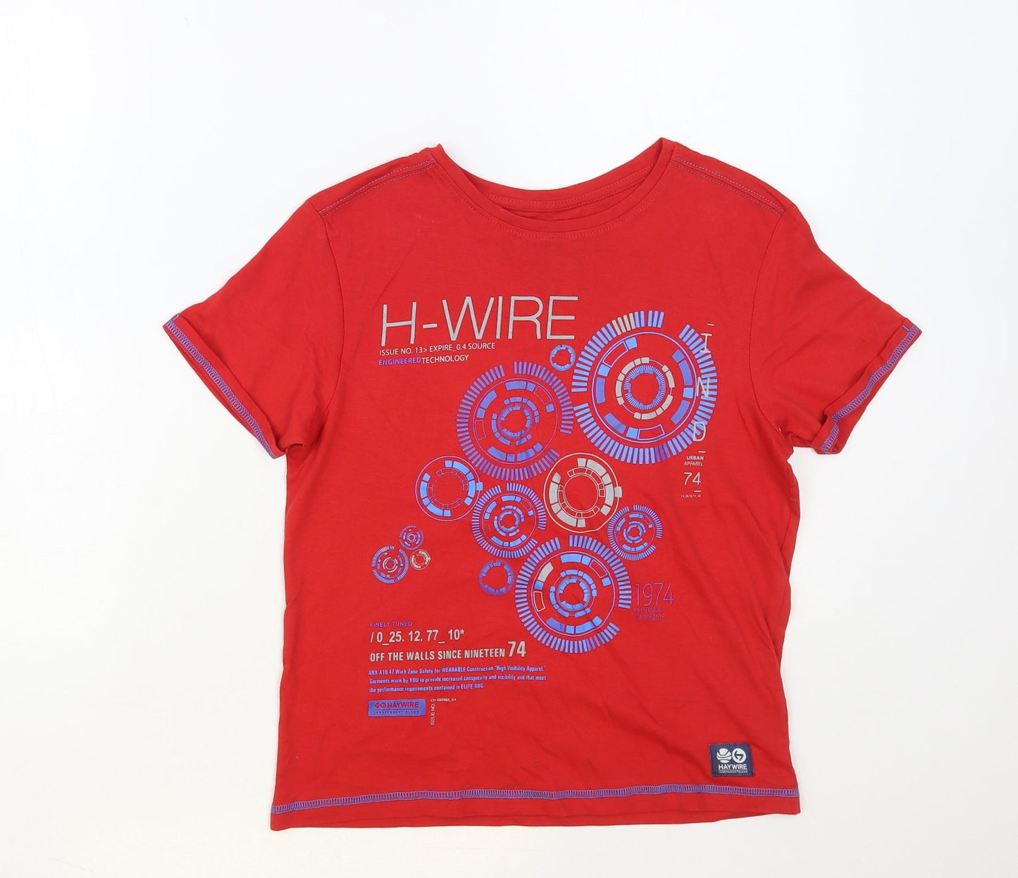Haywire Boys Red Cotton Pullover T-Shirt Size 10 Years Crew Neck Pullover