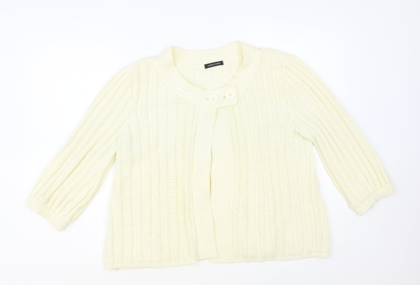 Dunnes Stores Womens Ivory Round Neck Acrylic Cardigan Jumper Size 14
