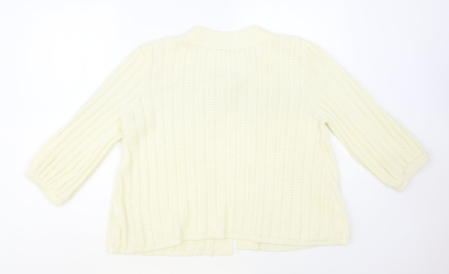 Dunnes Stores Womens Ivory Round Neck Acrylic Cardigan Jumper Size 14
