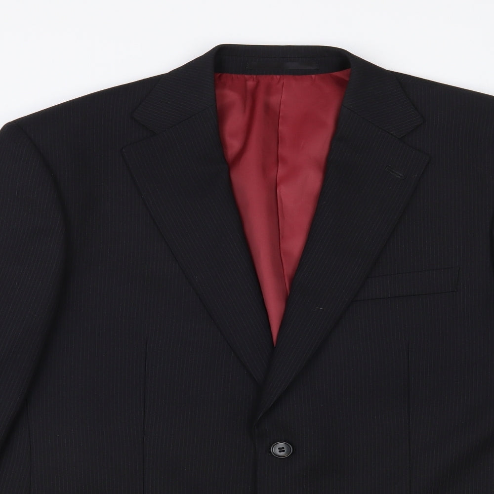 Daniel Grahame Mens Black Striped Polyester Jacket Blazer Size 42