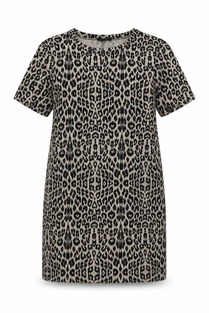 New Look Womens Beige Animal Print Polyester Shift Size 12 Crew Neck Pullover