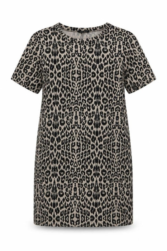 New Look Womens Beige Animal Print Polyester Shift Size 12 Crew Neck Pullover