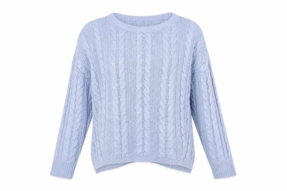 Atmosphere Womens Blue Round Neck Geometric Acrylic Pullover Jumper Size 12