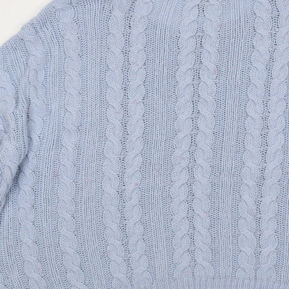 Atmosphere Womens Blue Round Neck Geometric Acrylic Pullover Jumper Size 12