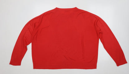 Berkertex Womens Red Round Neck Acrylic Pullover Jumper Size 20
