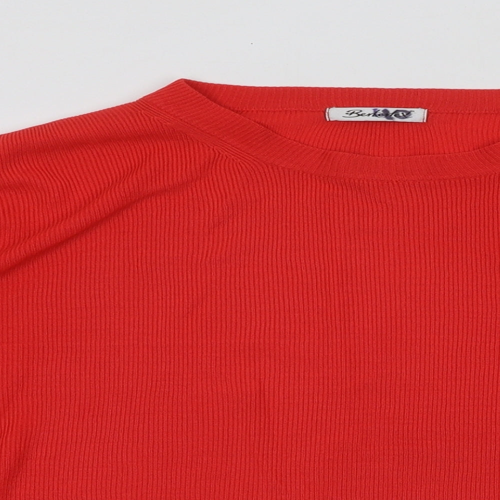 Berkertex Womens Red Round Neck Acrylic Pullover Jumper Size 20