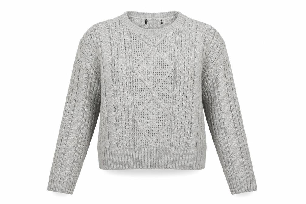 Atmosphere Womens Grey Round Neck Geometric Acrylic Pullover Jumper Size 6