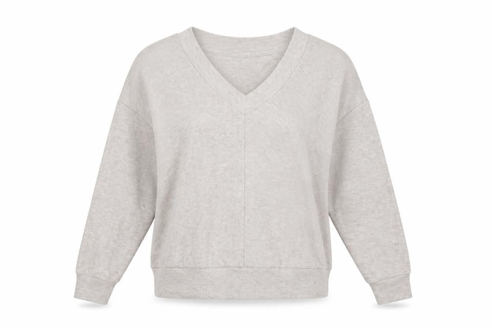JEFF&CO Womens Beige V-Neck Polyester Pullover Jumper Size 10