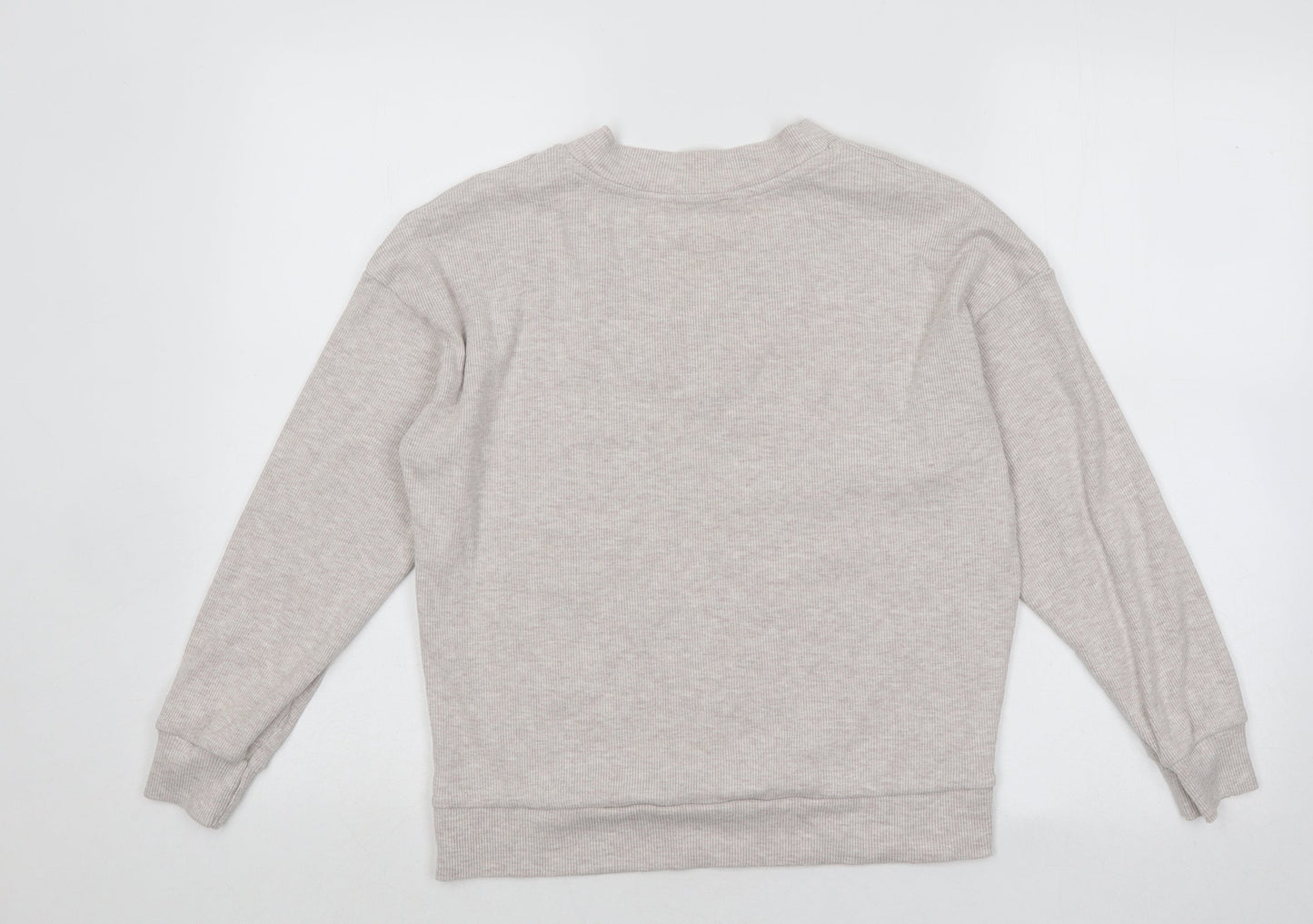 JEFF&CO Womens Beige V-Neck Polyester Pullover Jumper Size 10