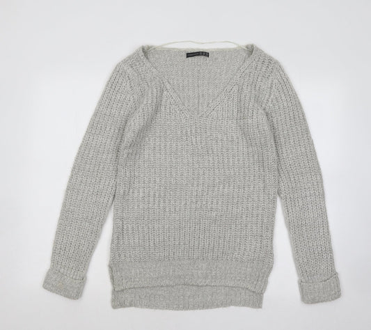 Atmosphere Womens Grey V-Neck Acrylic Pullover Jumper Size 10