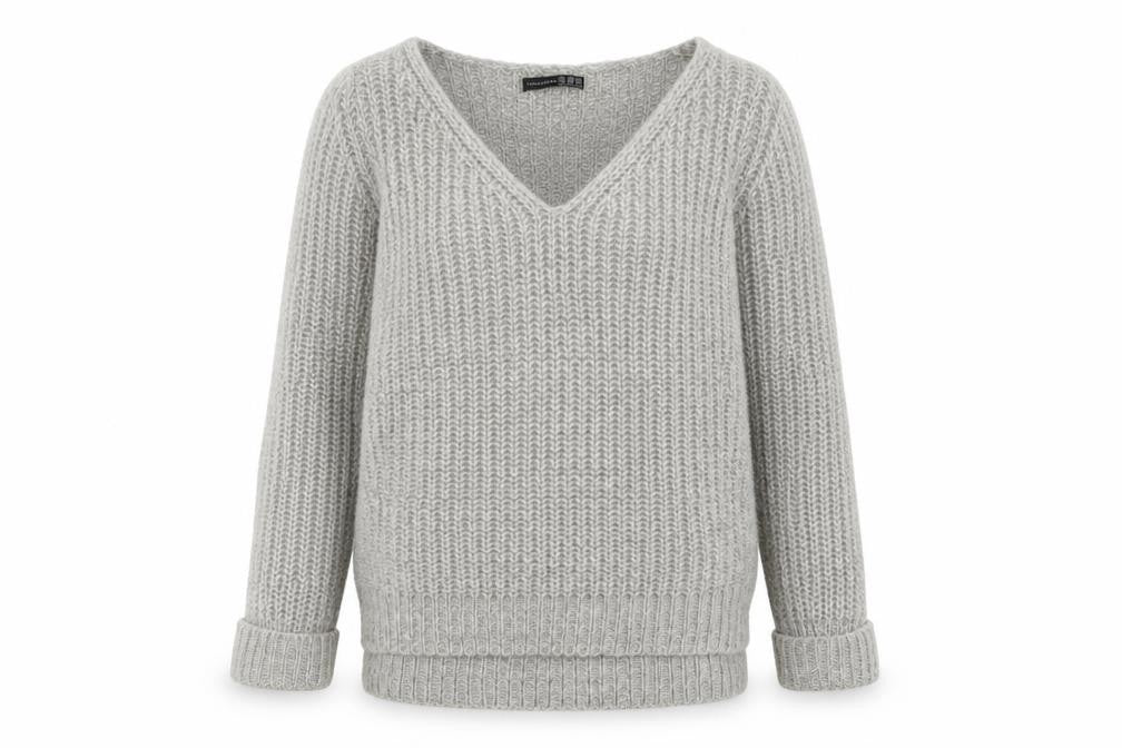 Atmosphere Womens Grey V-Neck Acrylic Pullover Jumper Size 10