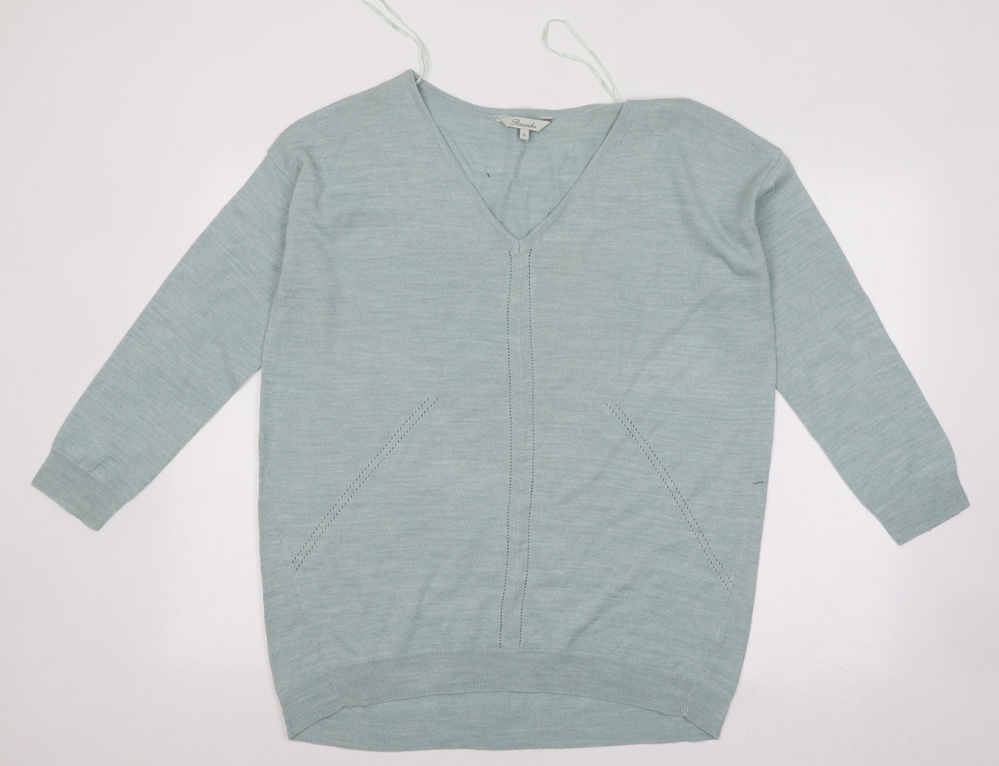 Peacocks Womens Blue V-Neck Acrylic Pullover Jumper Size 12