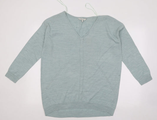 Peacocks Womens Blue V-Neck Acrylic Pullover Jumper Size 12