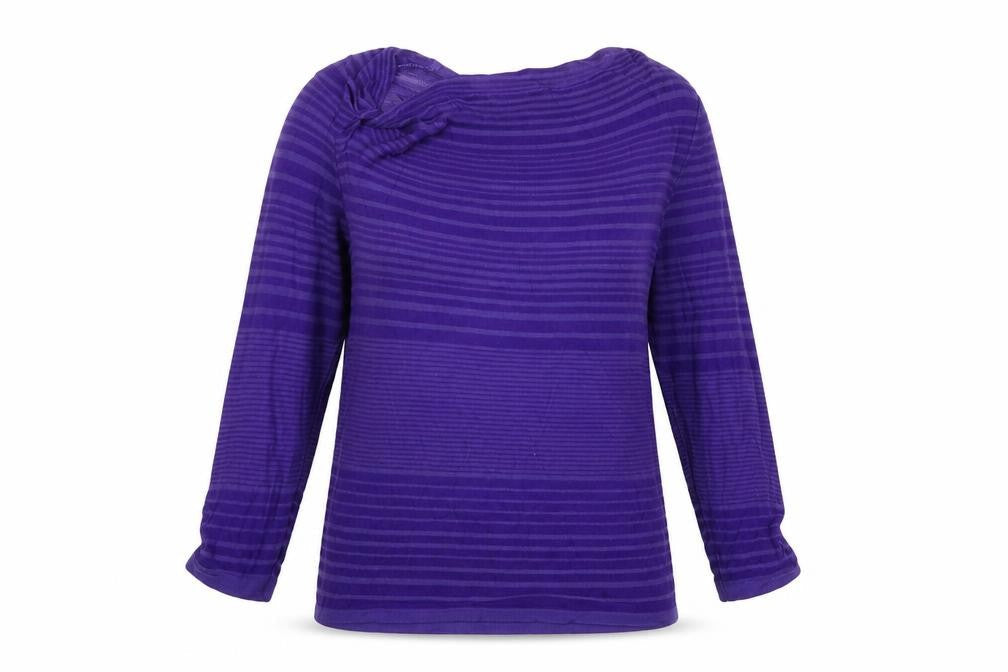 Per Una Womens Purple Round Neck Striped Viscose Pullover Jumper Size 12